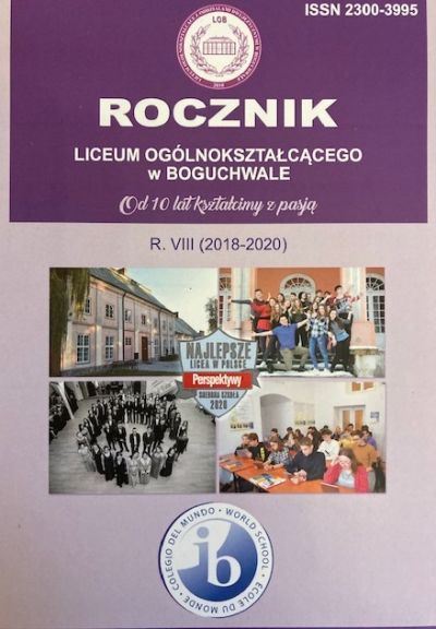 zdjęcie do
														 artykułu: ROCZNIK LICEUM OGÓLNOKSZTAŁCĄCEGO W BOGUCHWALE, R.VIII (2018-2020) - WYDANIE JUBILEUSZOWE